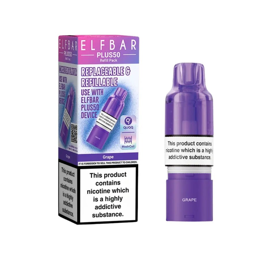 Buy Elf Bar Plus 50 Refill Pods (Box of 5) - Grape
