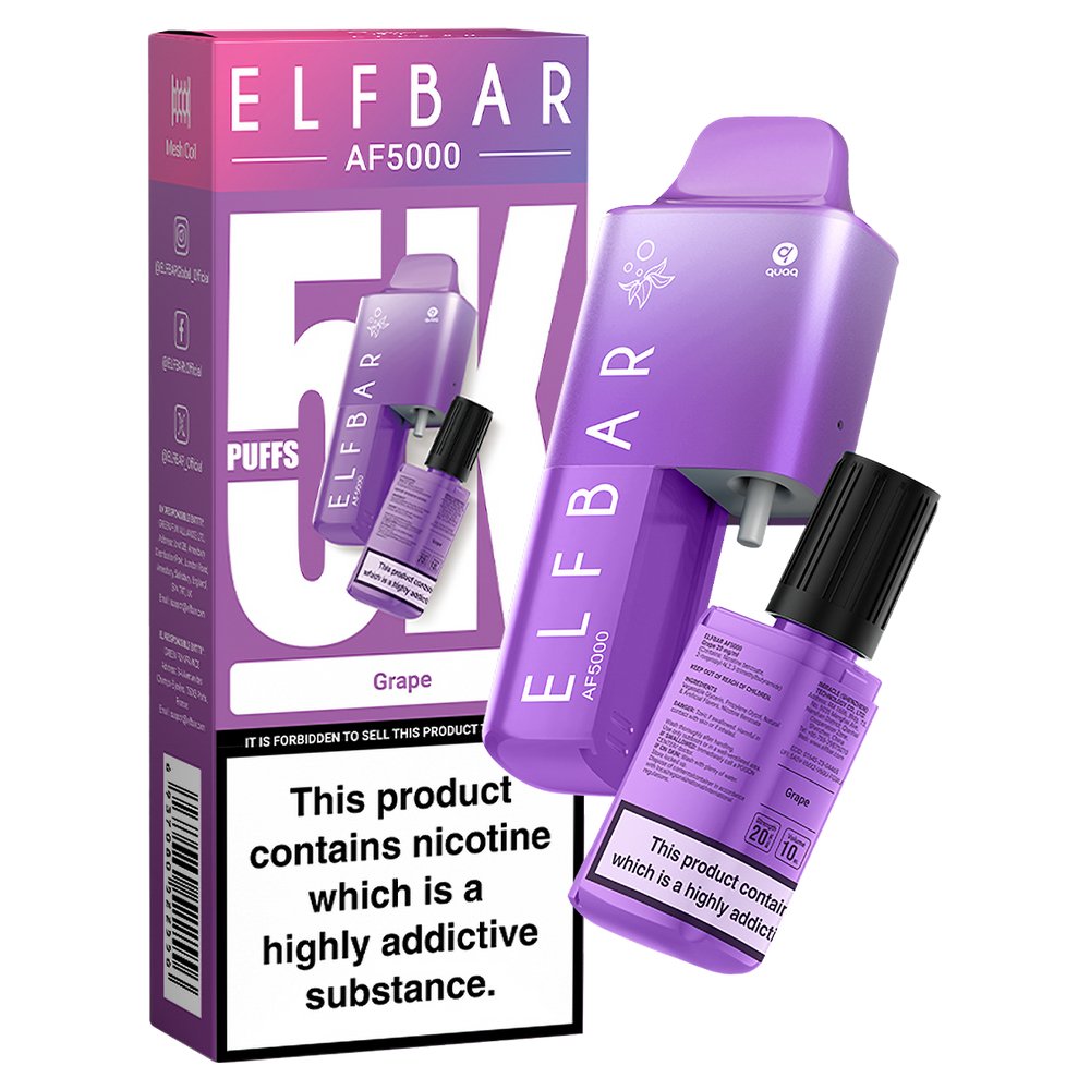 Buy Elfbar AF5000 Puffs Vape kit Device - Box of 5 - Grape