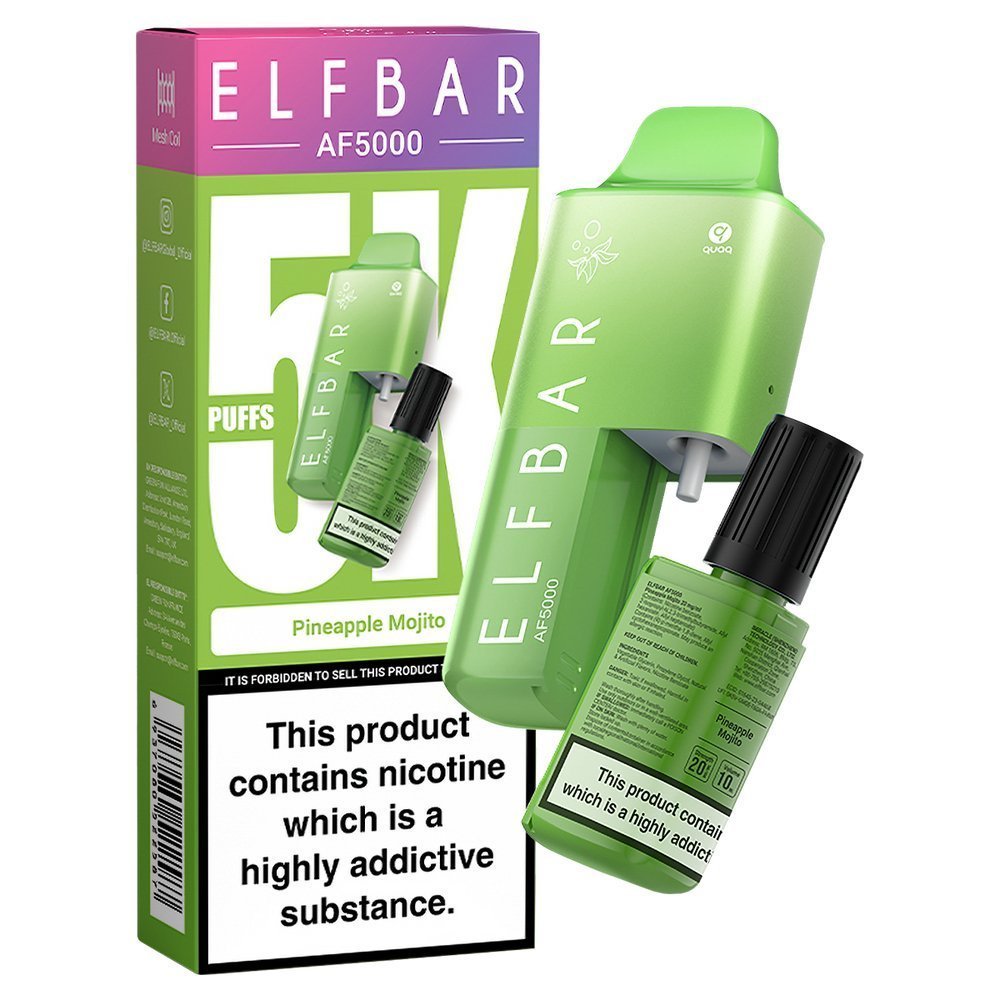 Buy Elfbar AF5000 Puffs Vape kit Device - Box of 5 - Pineapple Mojito
