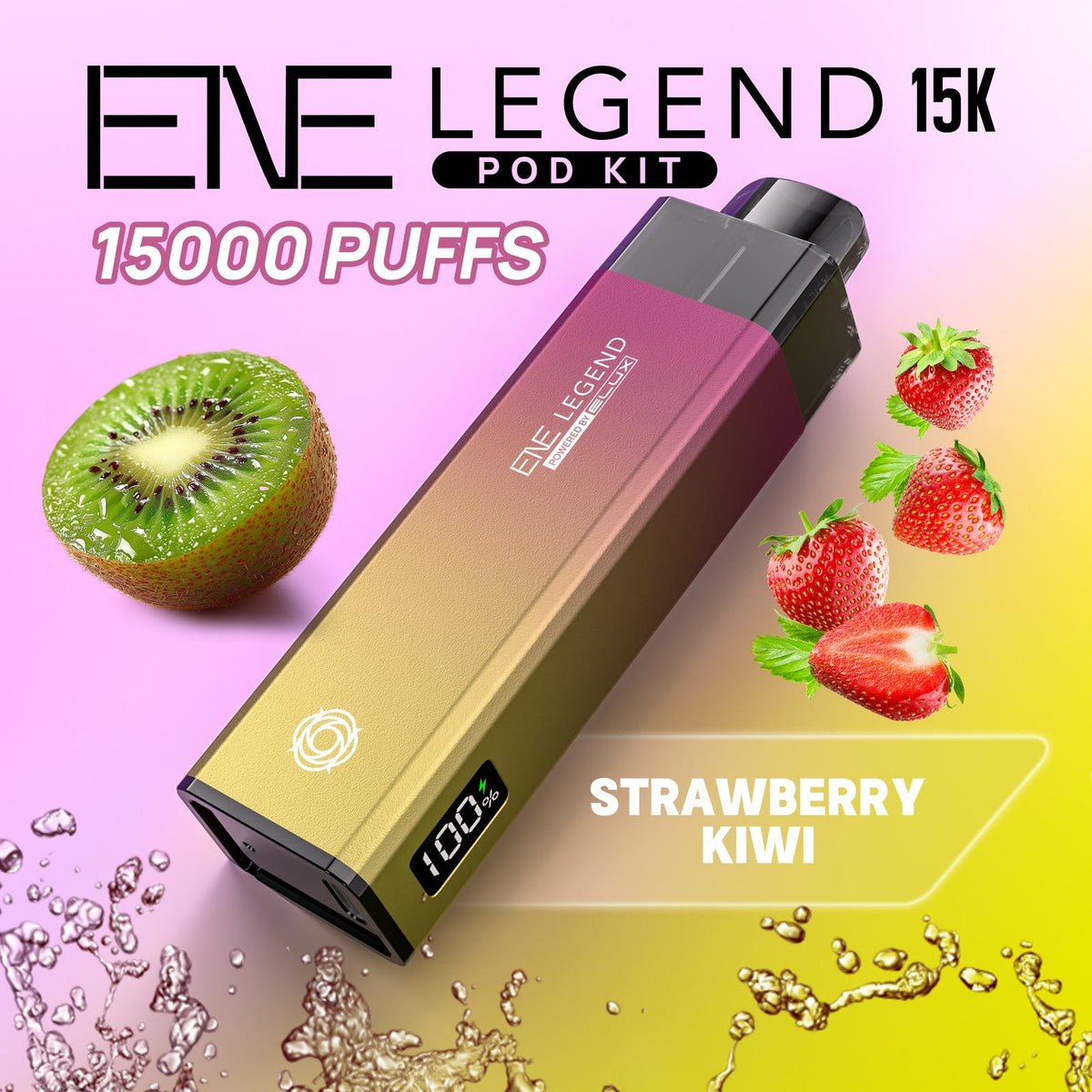 Buy Elux ENE Legend 15k Pod Vape Kit Pack of 5 - Strawberry Kiwi