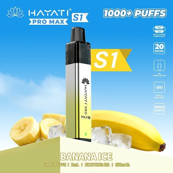 Buy Hayati Pro Max S1 Vape Kit Box of 10 - Banana Ice