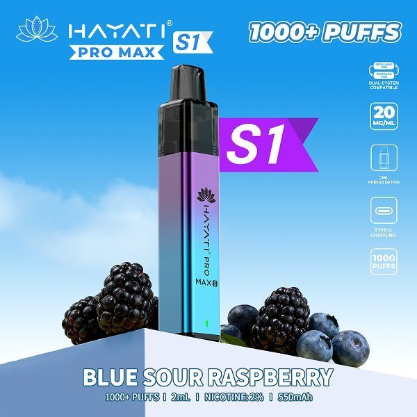 Buy Hayati Pro Max S1 Vape Kit Box of 10 - Blue Sour Raspberry