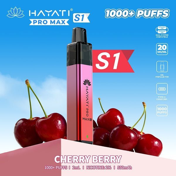 Buy Hayati Pro Max S1 Vape Kit Box of 10 - Cherry Berry