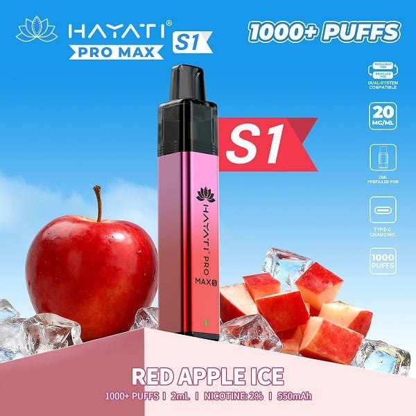 Buy Hayati Pro Max S1 Vape Kit Box of 10 - Red Apple Ice