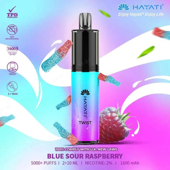 Buy Hayati Twist 5000 Puffs prefilled kit Vape Box of 5 - Blue Sour Raspberry