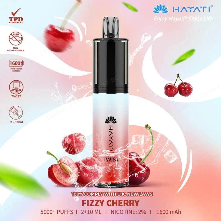 Buy Hayati Twist 5000 Puffs prefilled kit Vape Box of 5 - Fizzy Cherry
