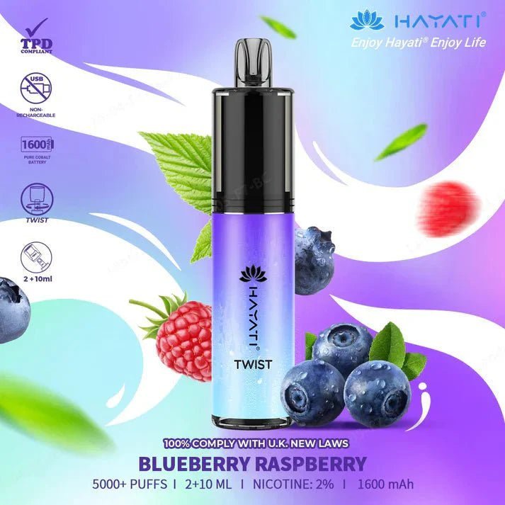 Buy Hayati Twist 5000 Puffs Vape Pod Kit Box of 5 - Blueberry Raspberry