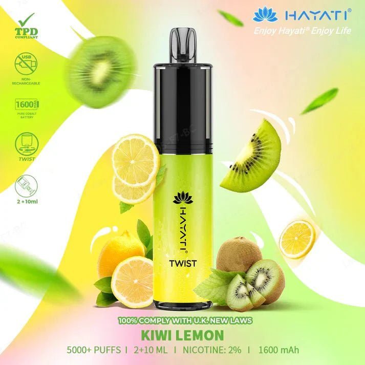 Buy Hayati Twist 5000 Puffs Vape Pod Kit Box of 5 - Kiwi Lemon