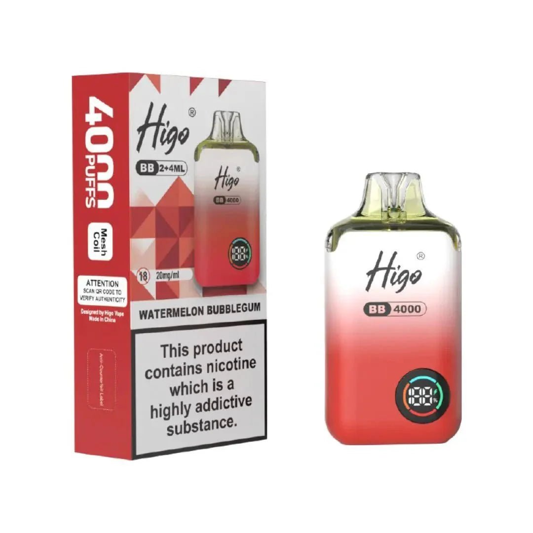 Buy Higo BB 4000 Vape Kit Box of 10 - Watermelon Bubble Gum