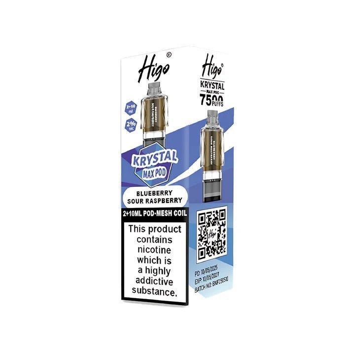 Buy Higo Krystal Max 7500 Prefilled Pods Pack of 5 - Blueberry Sour Raspberry