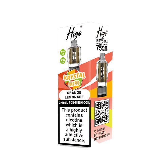 Buy Higo Krystal Max 7500 Prefilled Pods Pack of 5 - Orange Lemonade