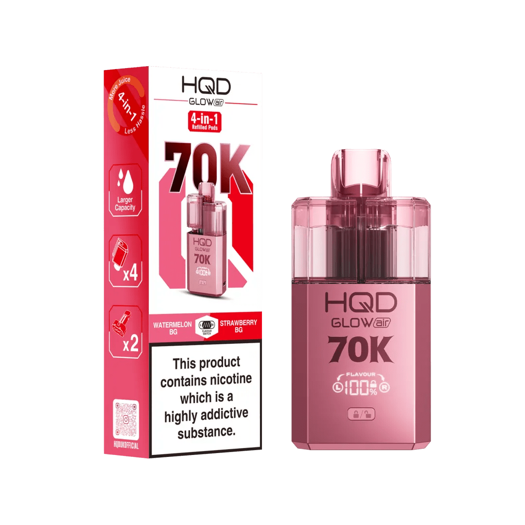 Buy HQD Glow Air 70K Prefilled Vape Box of 5 - Kiwi Passionfruit Guava + Strawberry Kiwi