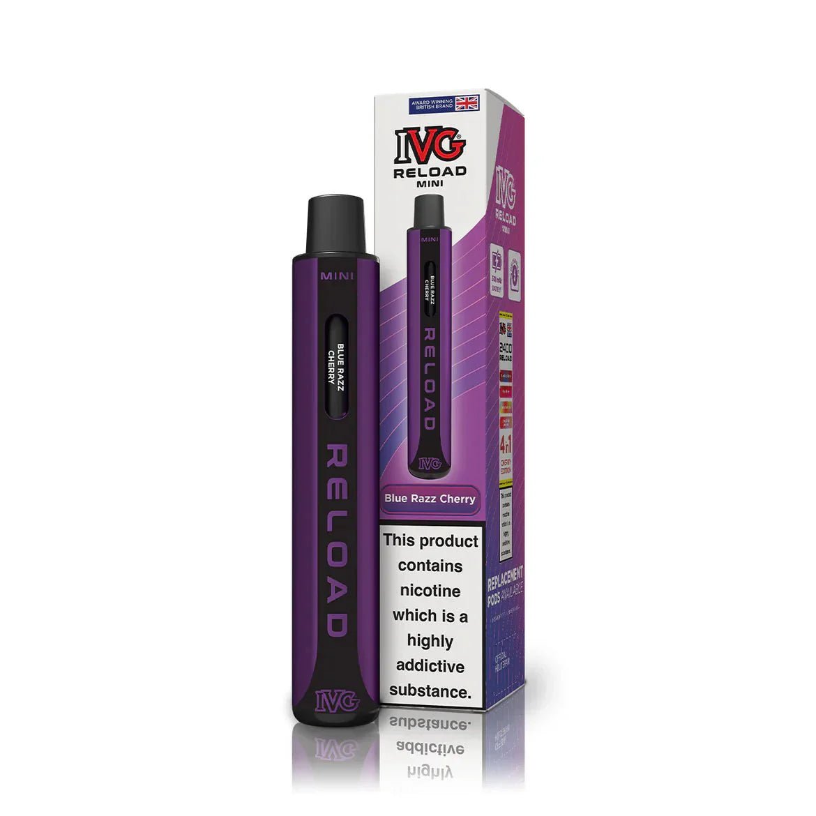 Buy IVG Reload Mini Pod Vape Kit Box Of 10 - Blue Razz Cherry