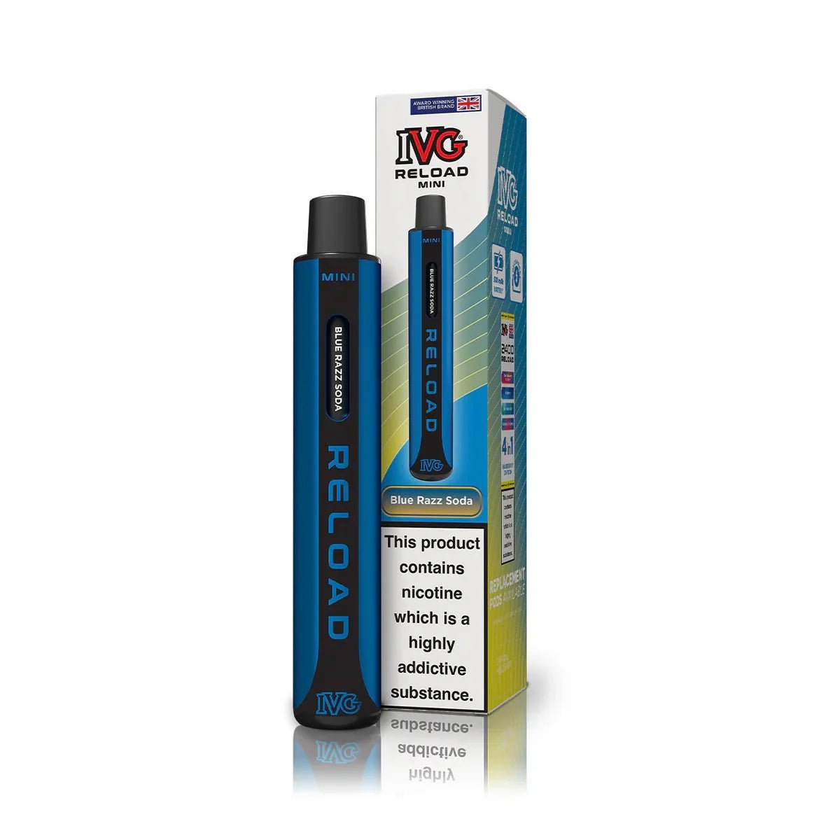 Buy IVG Reload Mini Pod Vape Kit Box Of 10 - Blue Razz Soda