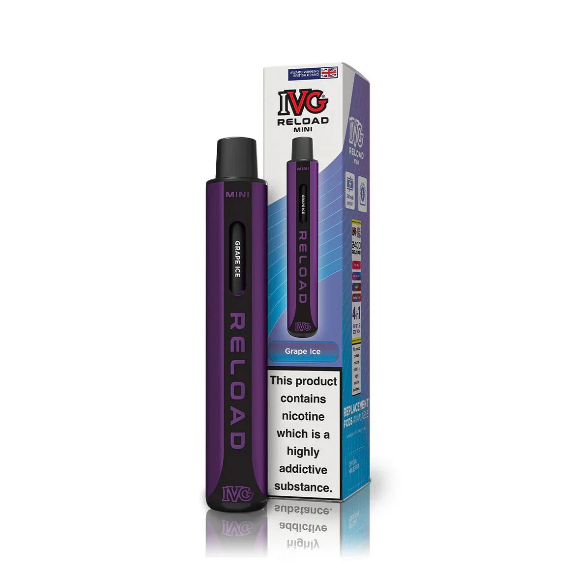 Buy IVG Reload Mini Pod Vape Kit Box Of 10 - Grape Ice