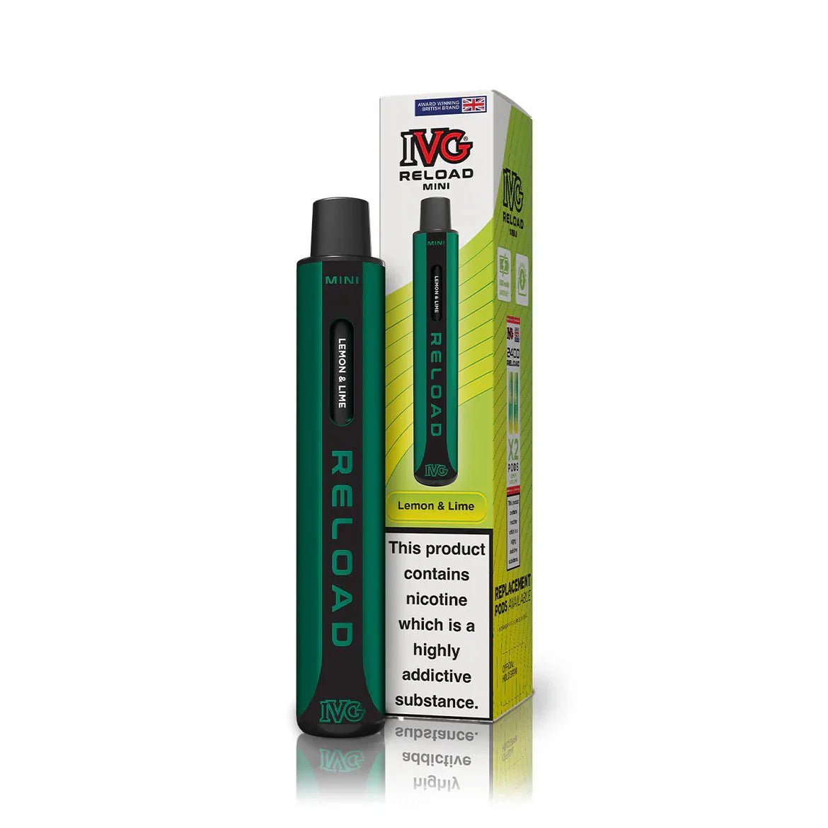 Buy IVG Reload Mini Pod Vape Kit Box Of 10 - Lemon & Lime