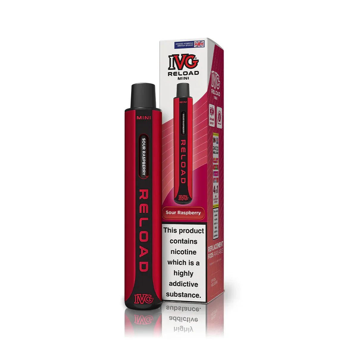 Buy IVG Reload Mini Pod Vape Kit Box Of 10 - Sour Raspberry
