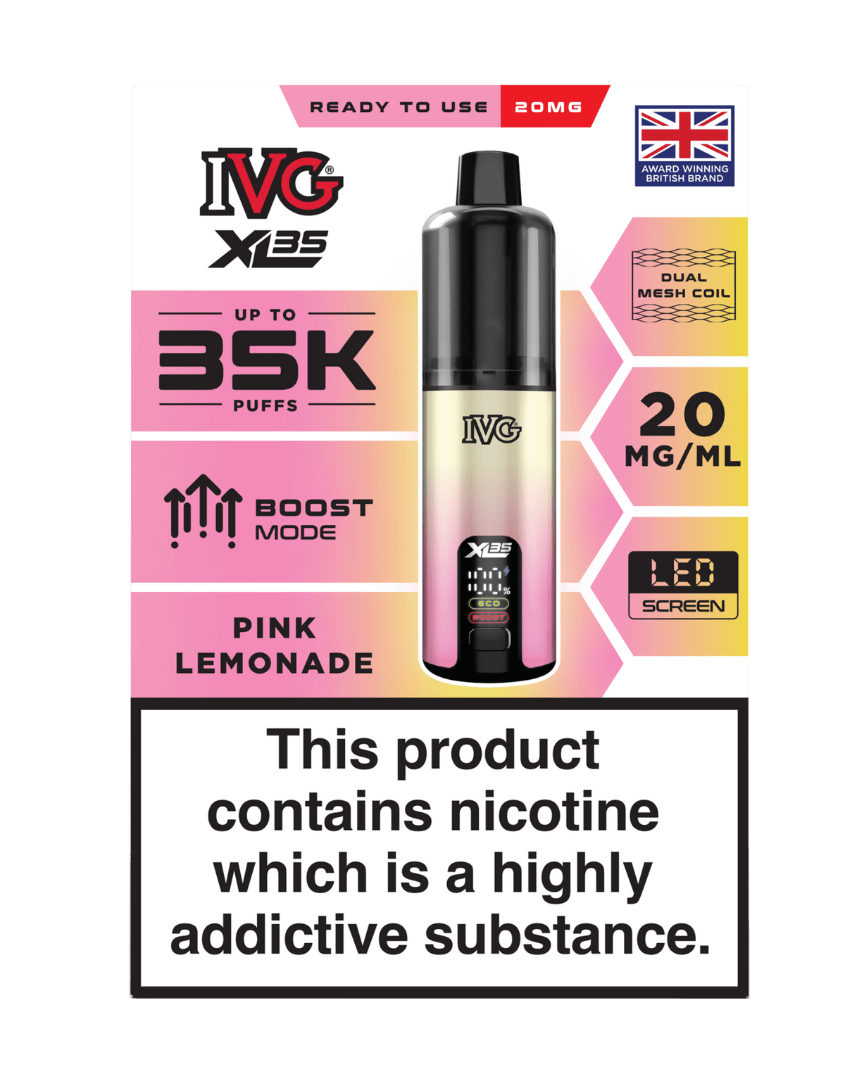 Buy IVG XL 35K Prefilled Pod Vape - Pink Lemonade