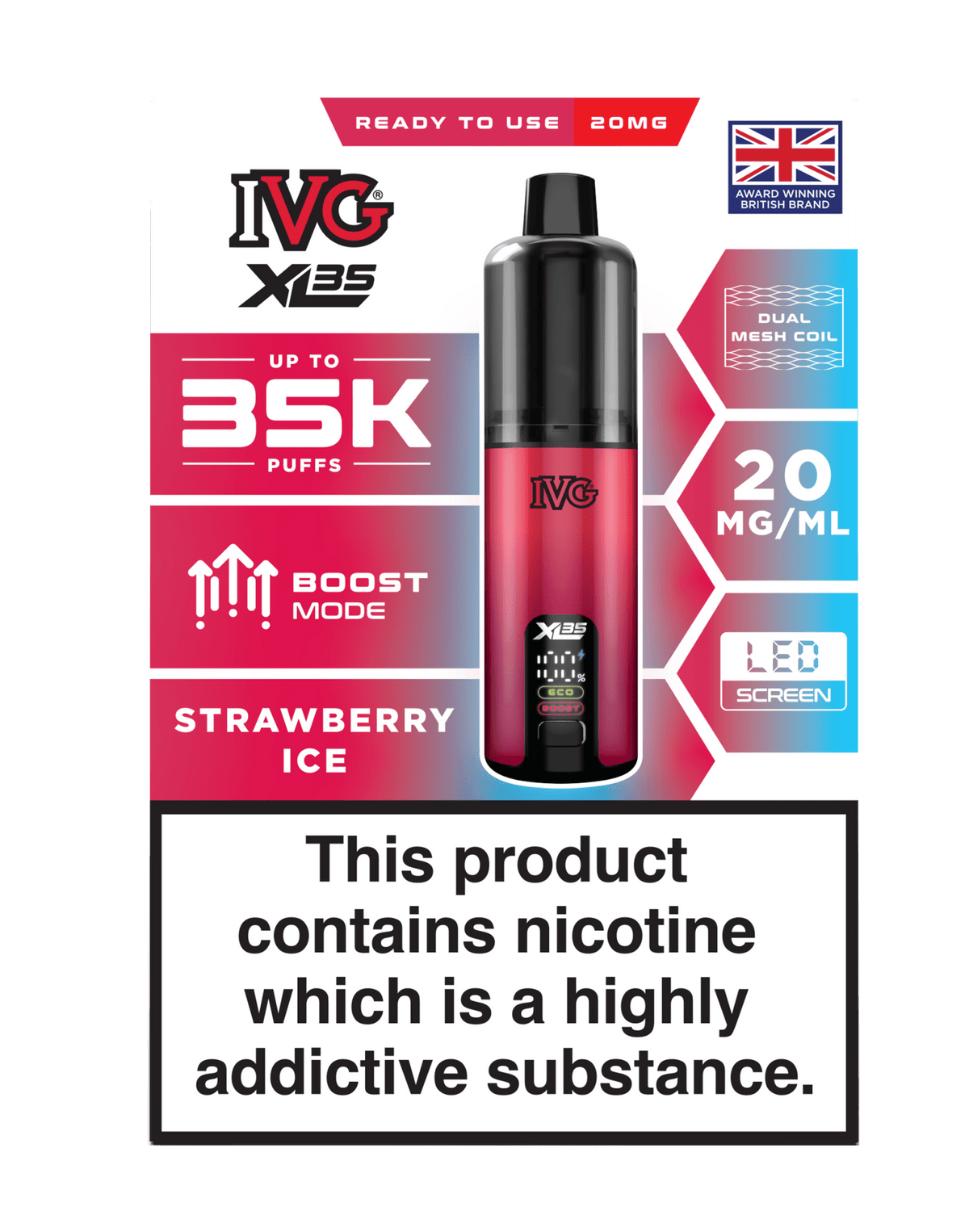 Buy IVG XL 35K Prefilled Pod Vape - Strawberry Ice