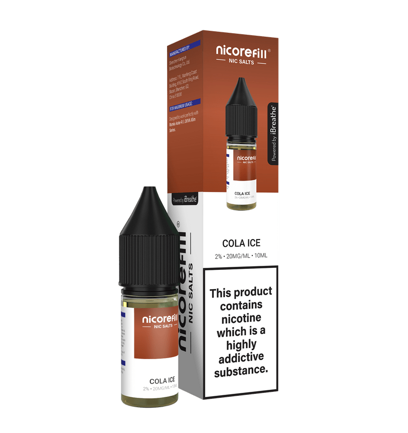 Buy Nicorefill Nic Salt 10ml E - Liquid Box of 10 - Cola Ice
