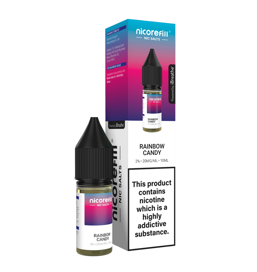 Buy Nicorefill Nic Salt 10ml E - Liquid Box of 10 - Rainbow Candy