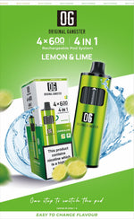 Buy OG Original Gangster 2400 4 in 1 Vape Device Pack of 5 - Lemon & Lime