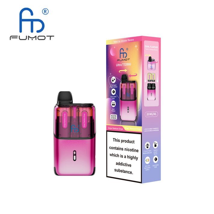 Buy RandM Fumot T32000 Ultra Prefilled Pod Kit Pack of 5 - Grape Rainbow Drops / Straw Rainbow Drops