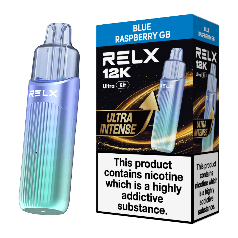 Buy Relx 12k Ultra Pod Vape Kit Box of 5 - Blue Raspberry GB
