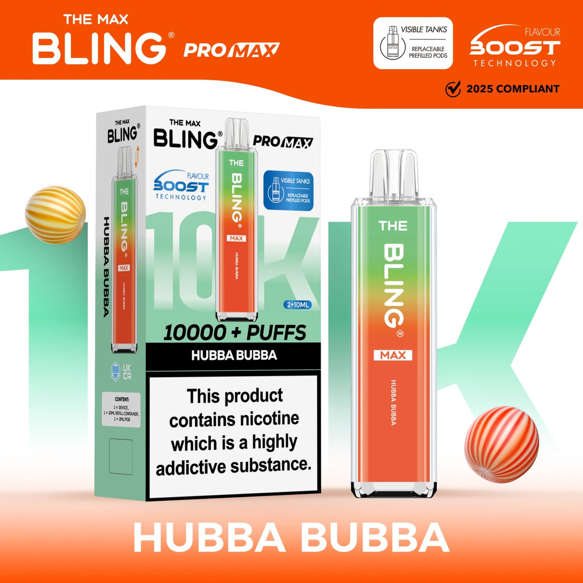 Buy The Crystal Bling Max 10000 Vape Kit Box of 5 - Hubba Bubba