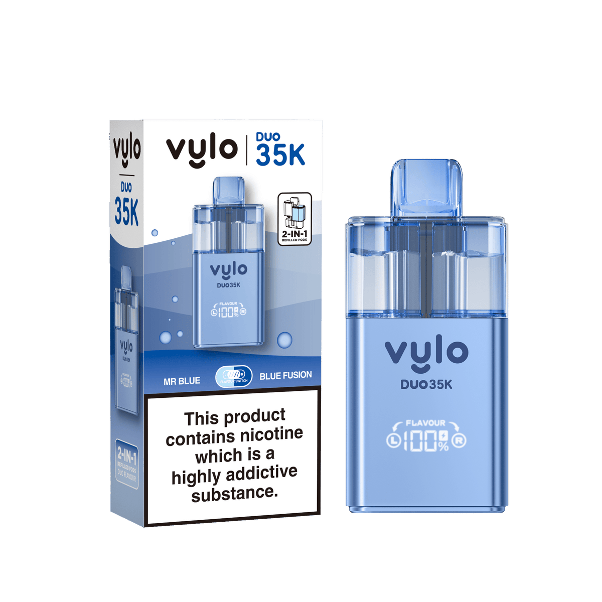 Buy Vylo Duo 35k Prefilled Pod Kit Box of 5 - Mr Blue/Blue Fusion