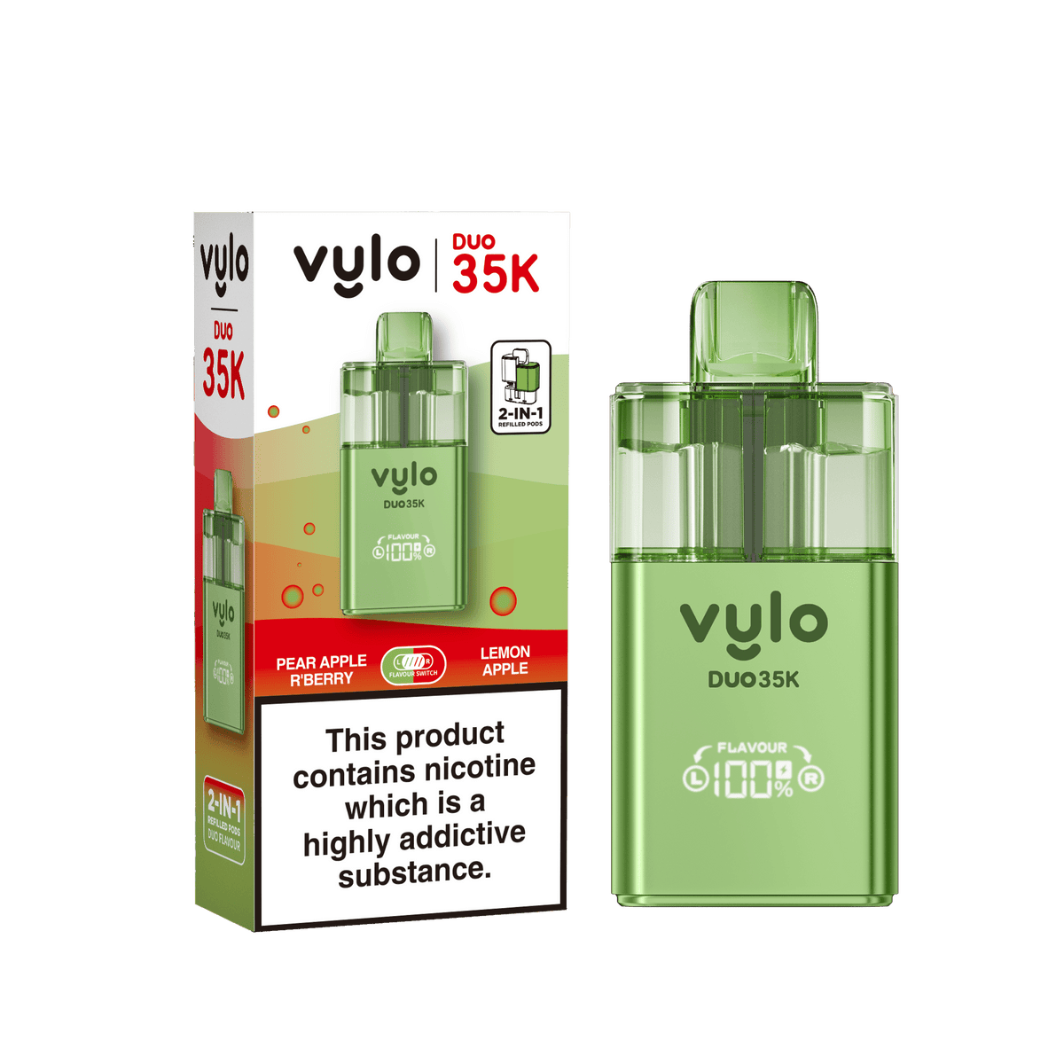 Buy Vylo Duo 35k Prefilled Pod Kit Box of 5 - Pear Apple R'Berries/Lemon Apple