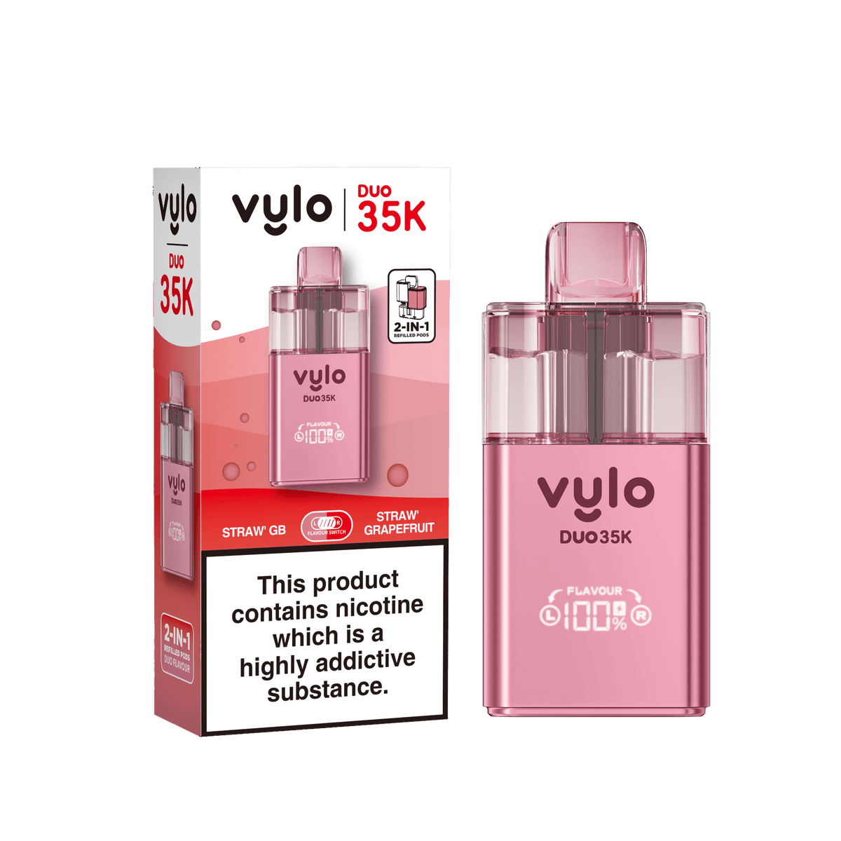 Buy Vylo Duo 35k Prefilled Pod Kit Box of 5 - Straw'GB/Straw' Grapefruit