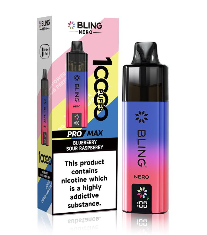 Crystal Bling Nero 10k Vape Kit Box of 5 Blue Sour Raspberry