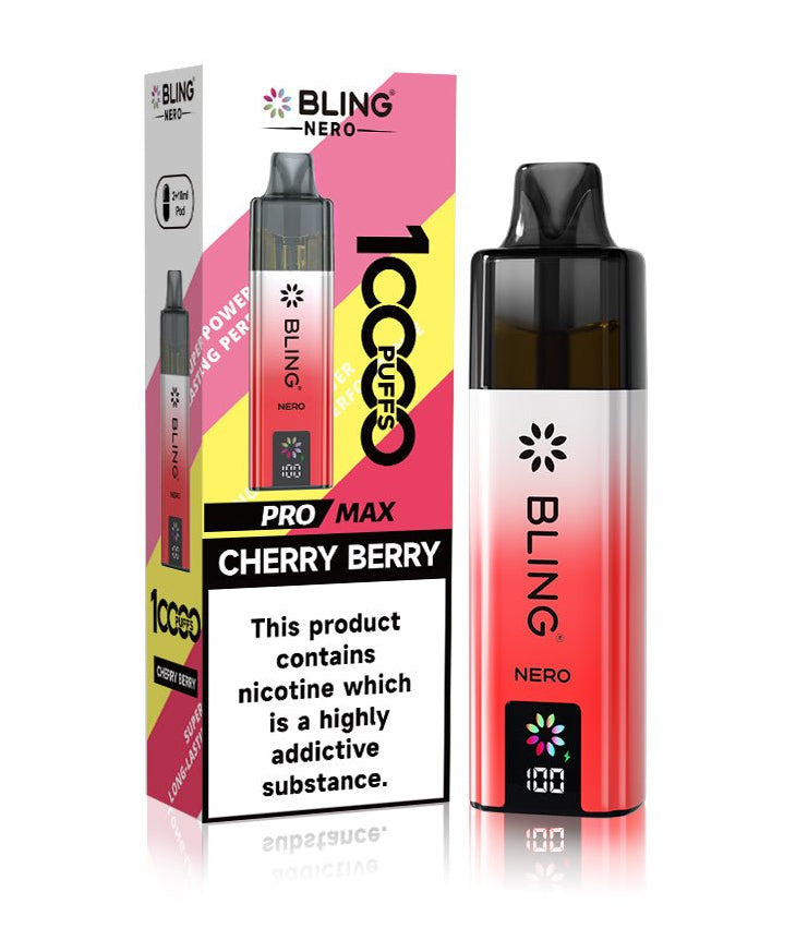 Crystal Bling Nero 10k Vape Kit Box of 5 Cherry Berry
