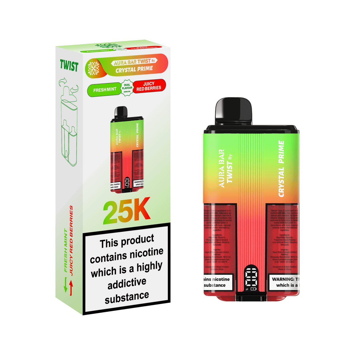 Crystal Prime Twist 25000 Disposable Vape Box of 5 - Best Vape Wholesale