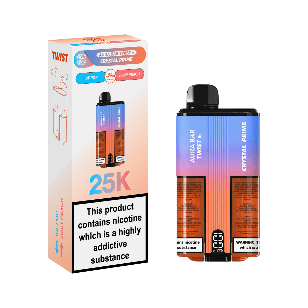 Crystal Prime Twist 25000 Disposable Vape Box of 5 - Best Vape Wholesale