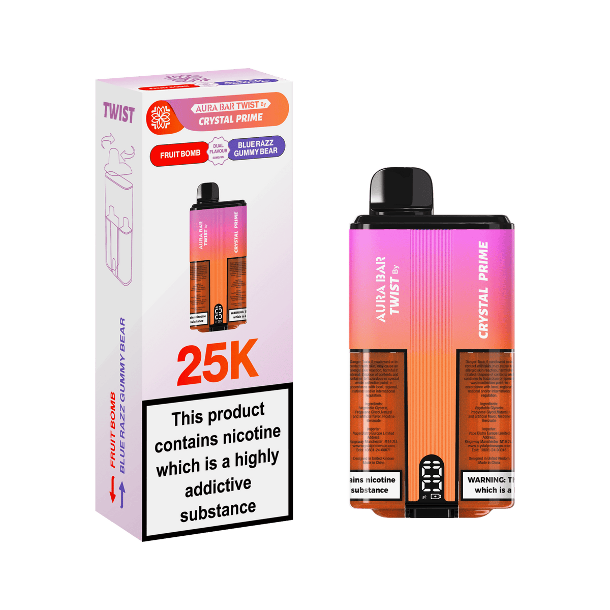 Crystal Prime Twist 25000 Disposable Vape Box of 5 - Best Vape Wholesale
