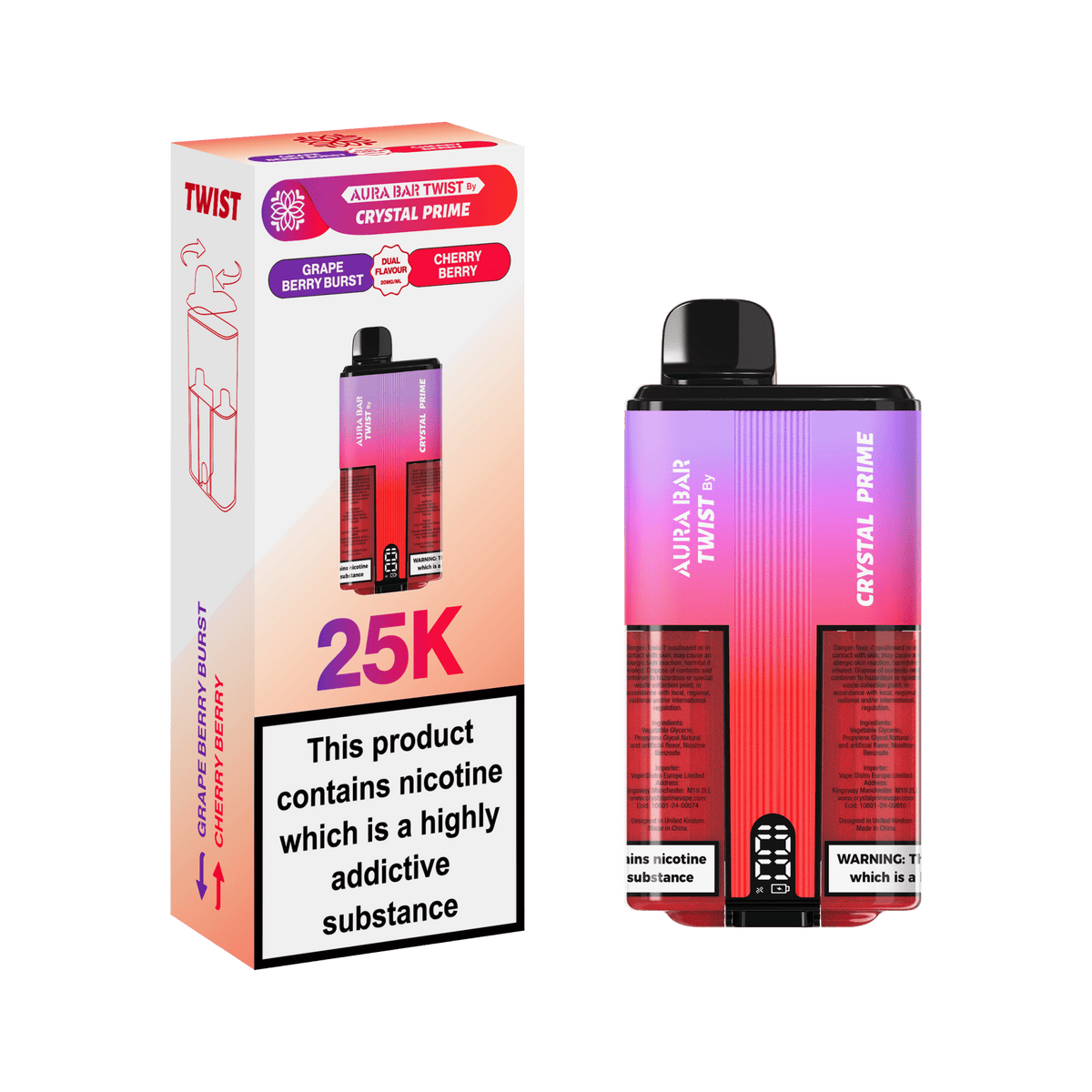 Crystal Prime Twist 25000 Disposable Vape Box of 5 - Best Vape Wholesale