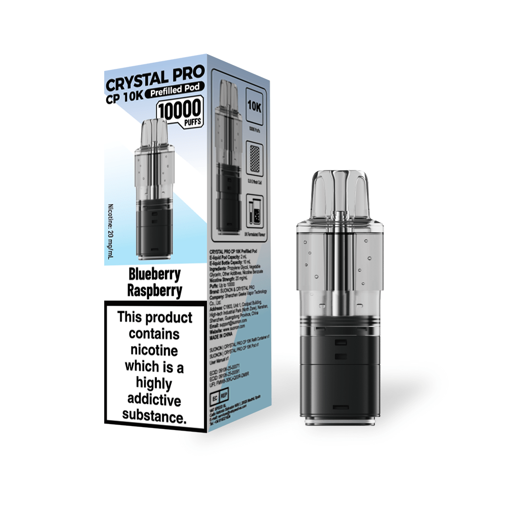 Buy Crystal Pro CP 10k Replacement Pods Box of 5 - Blue Raspberry
