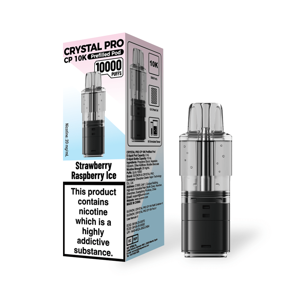 Buy Crystal Pro CP 10k Replacement Pods Box of 5 - Strawberry Raspberry Ice