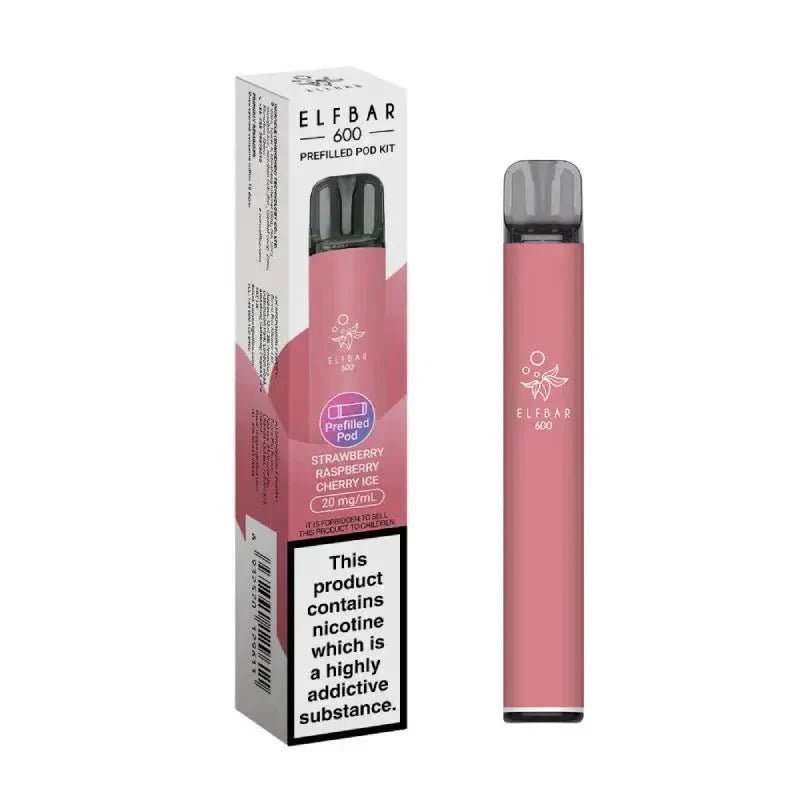 Buy Elf Bar 600 Prefilled Pod Kit Box of 10 - Strawberry Raspberry Cherry Ice