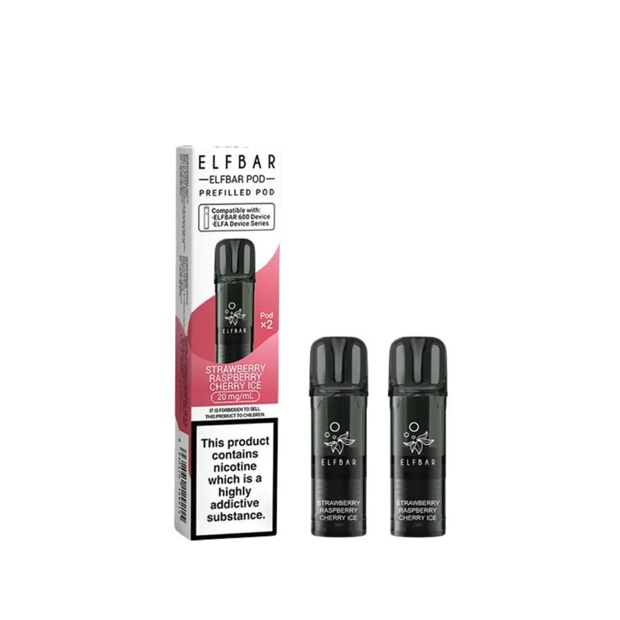 Buy Elf Bar 600 Prefilled Replacement Pods Pack of 10 - Strawberry Raspberry Cherry Ice