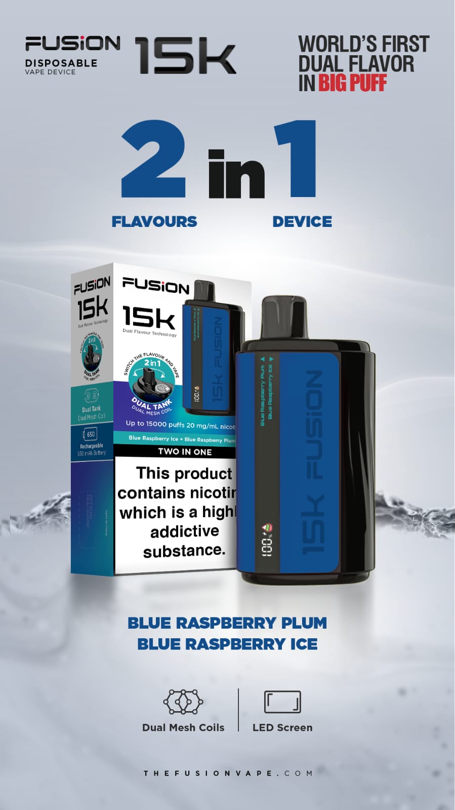 Fusion 15k Puffs 2 in 1 Disposable Vape Pod Kit Box of 5 - Best Vape Wholesale