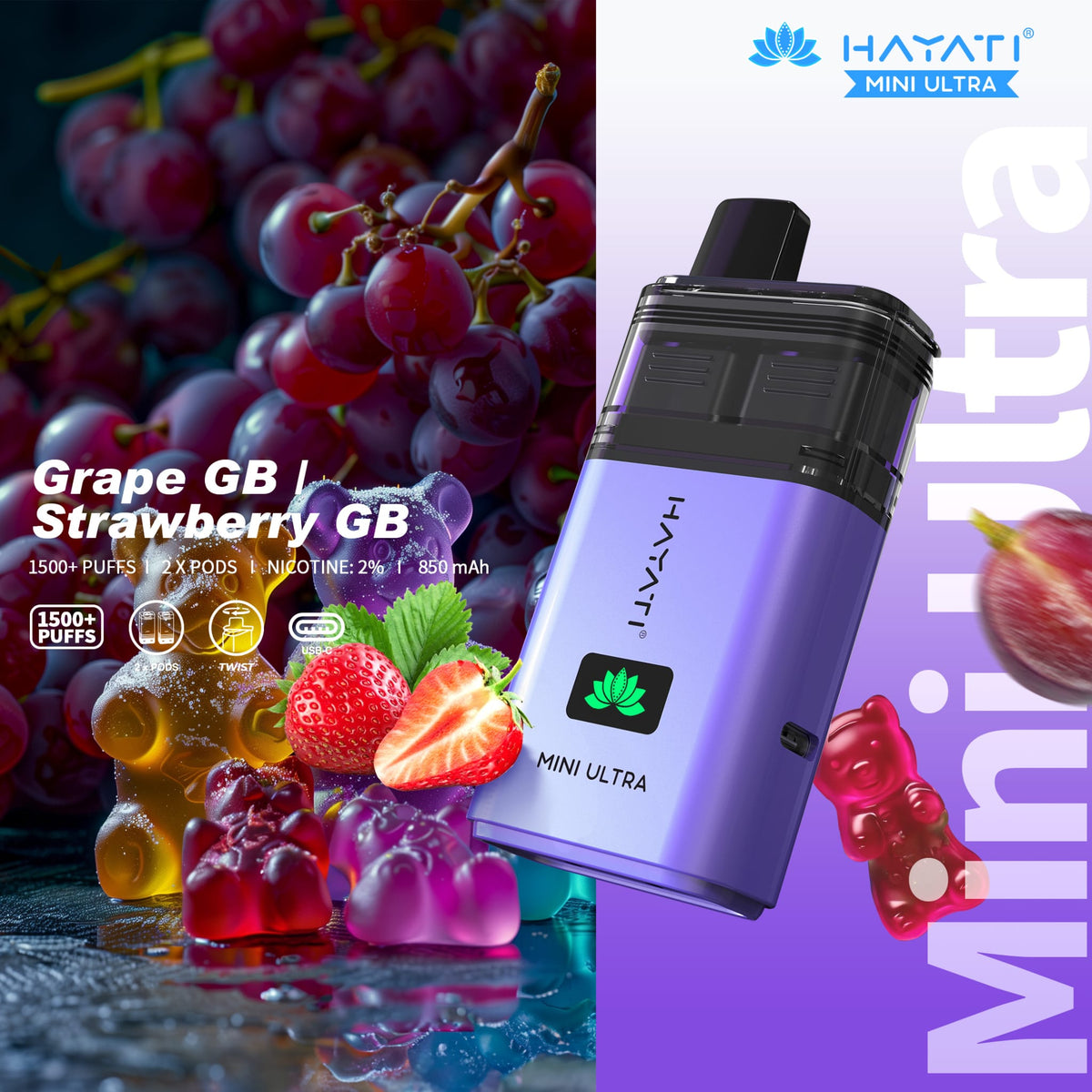 Hayati Mini Ultra 1500 Disposable Vape Box of 5 - Best Vape Wholesale