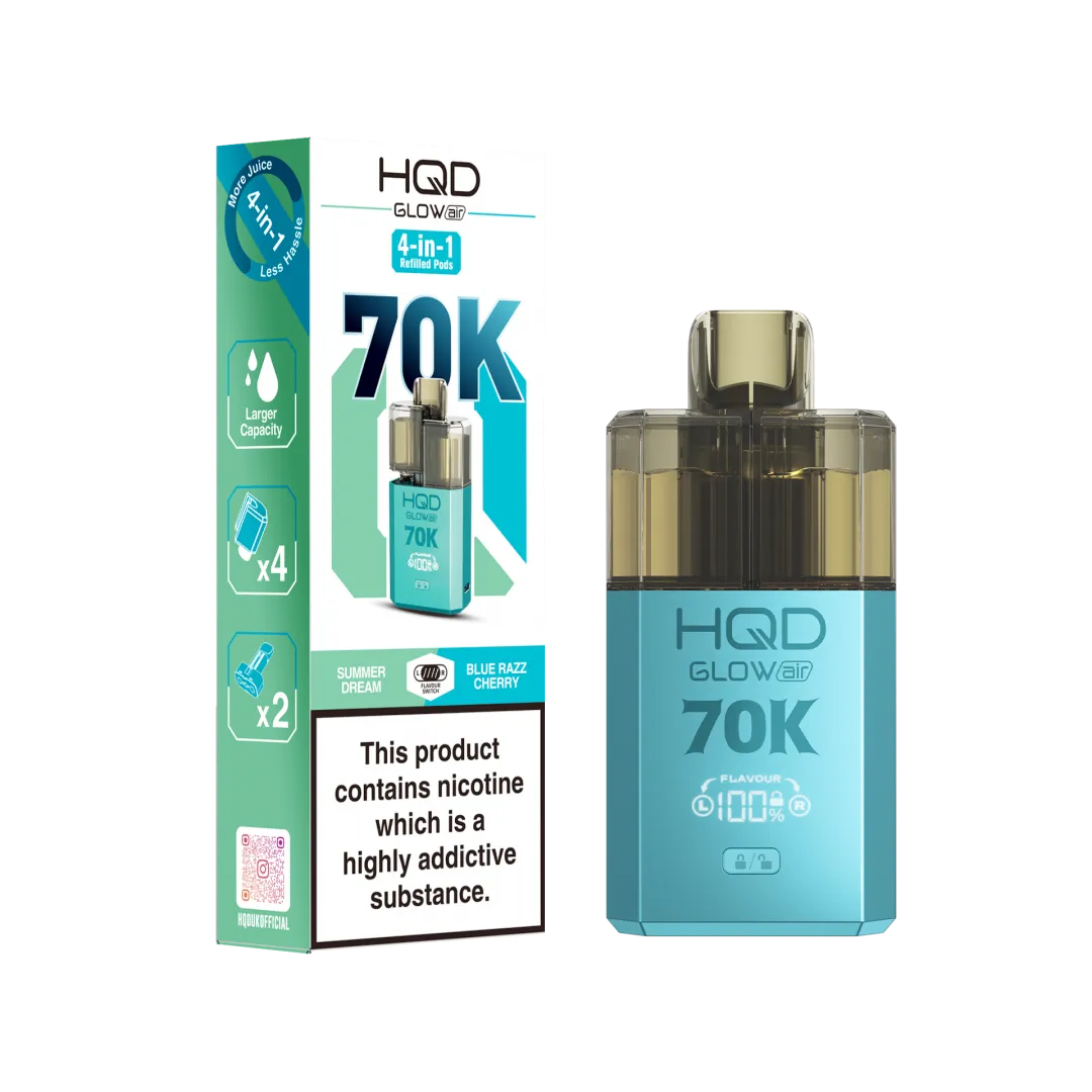 HQD Glow Air 70K Prefilled Vape Box of 5