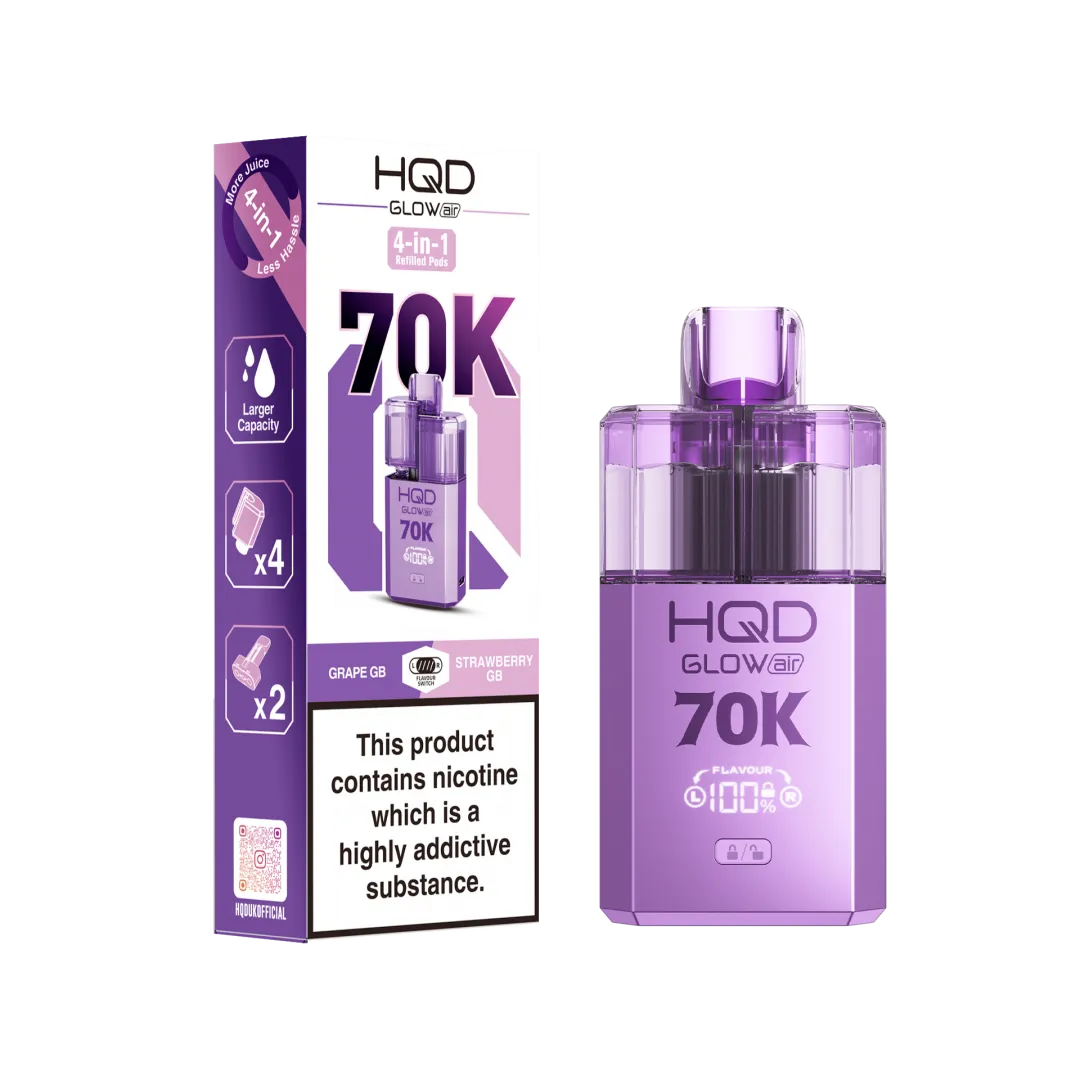 HQD Glow Air 70K Prefilled Vape Box of 5