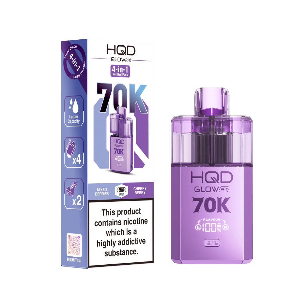 HQD Glow Air 70K Prefilled Vape Box of 5