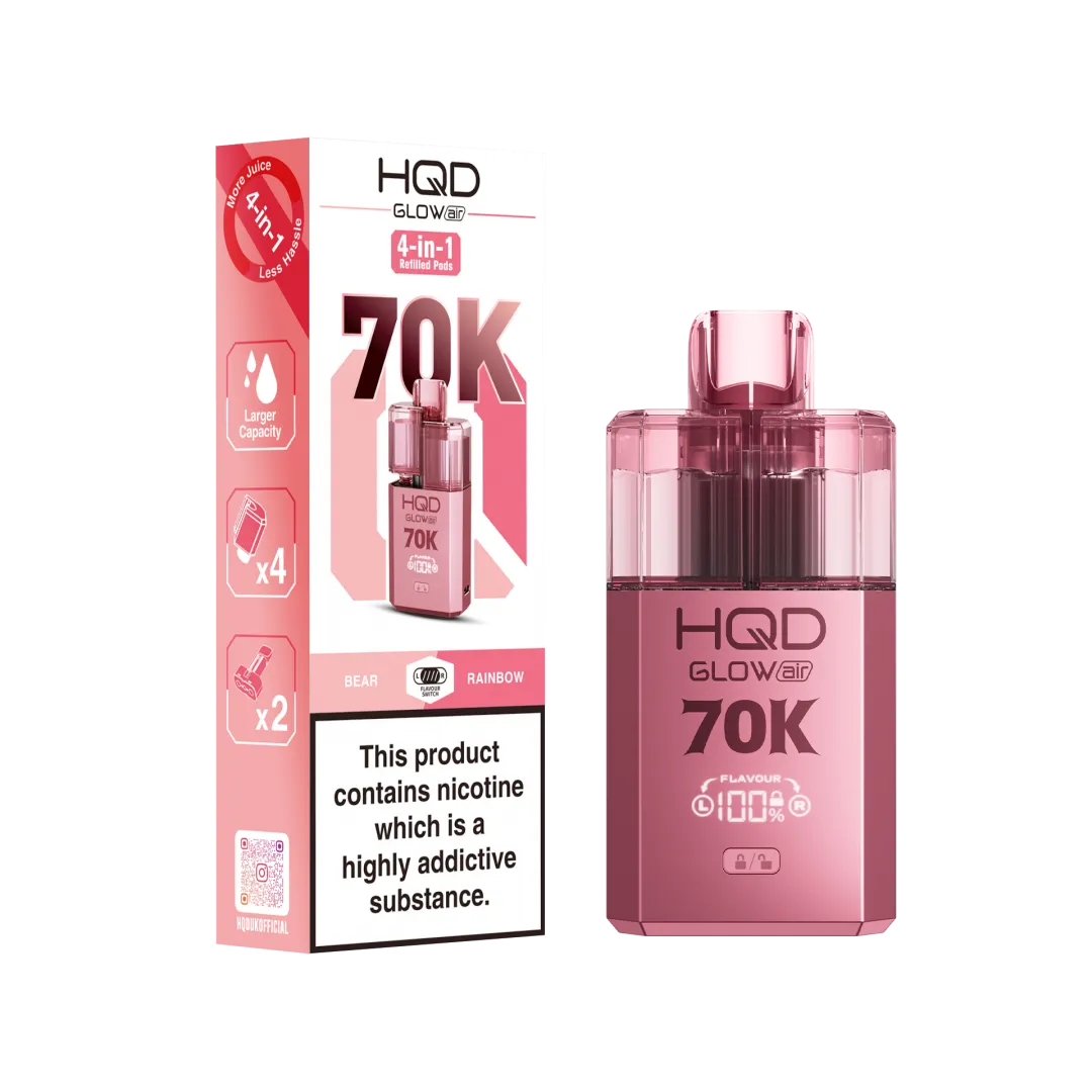 HQD Glow Air 70K Prefilled Vape Box of 5
