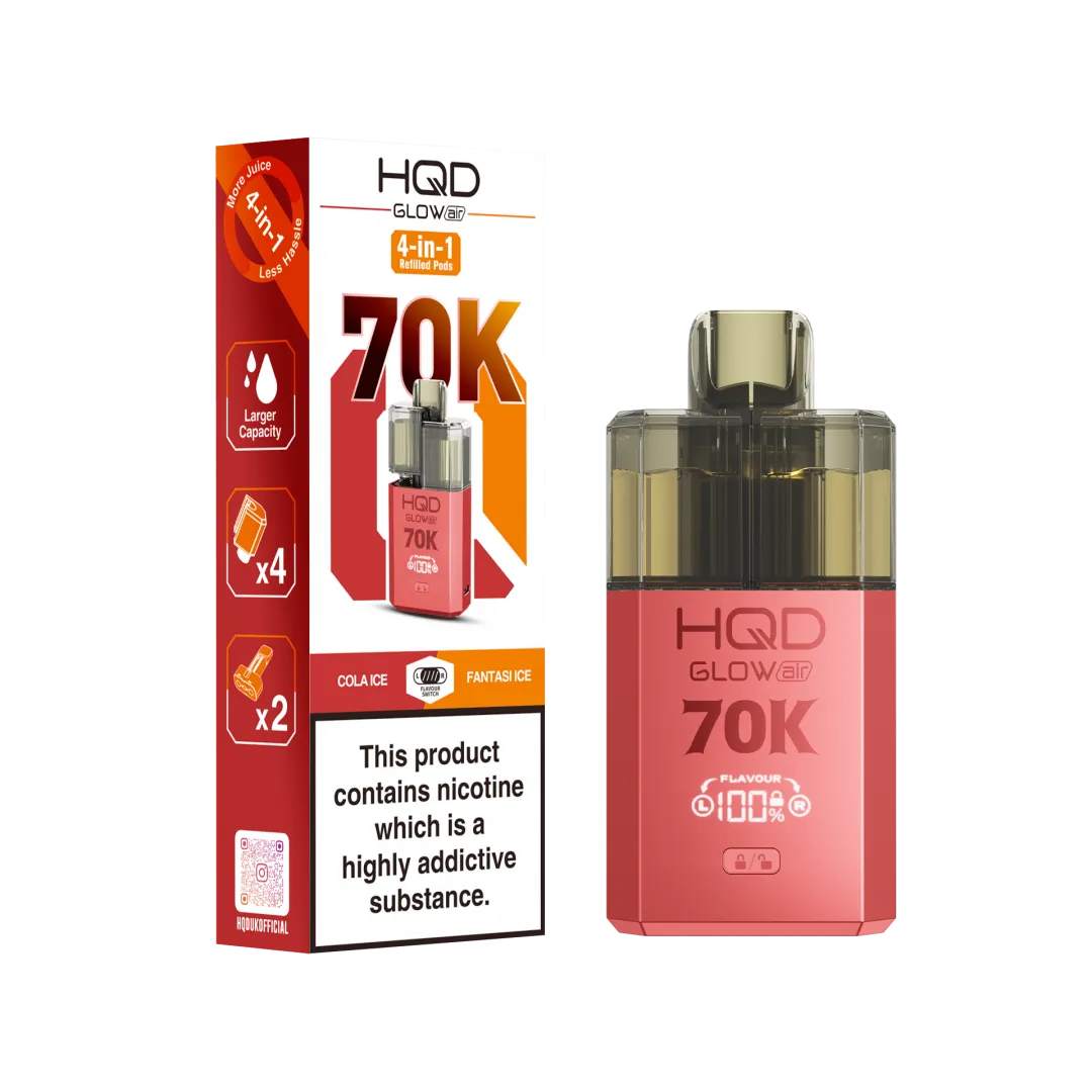 HQD Glow Air 70K Prefilled Vape Box of 5