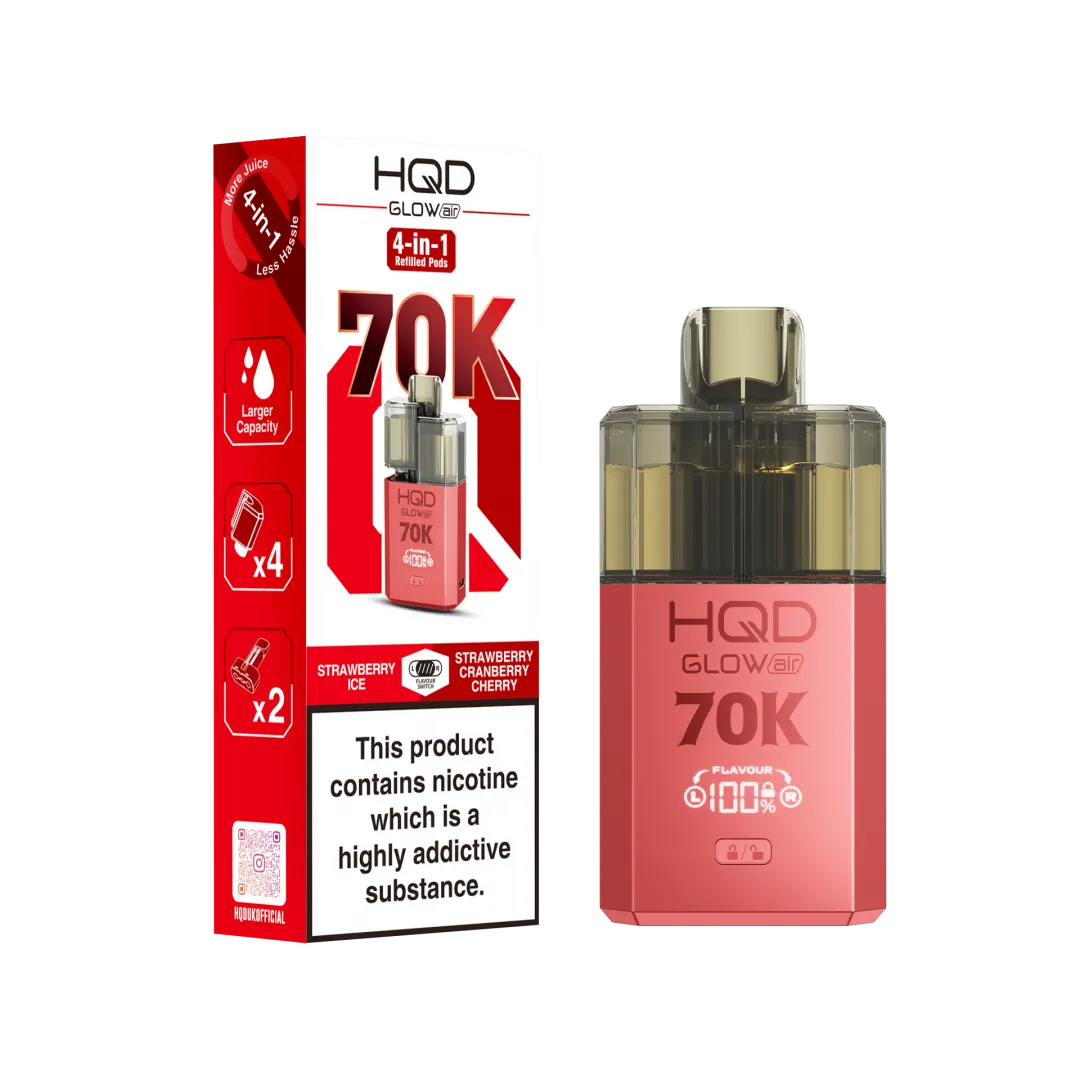 HQD Glow Air 70K Prefilled Vape Box of 5